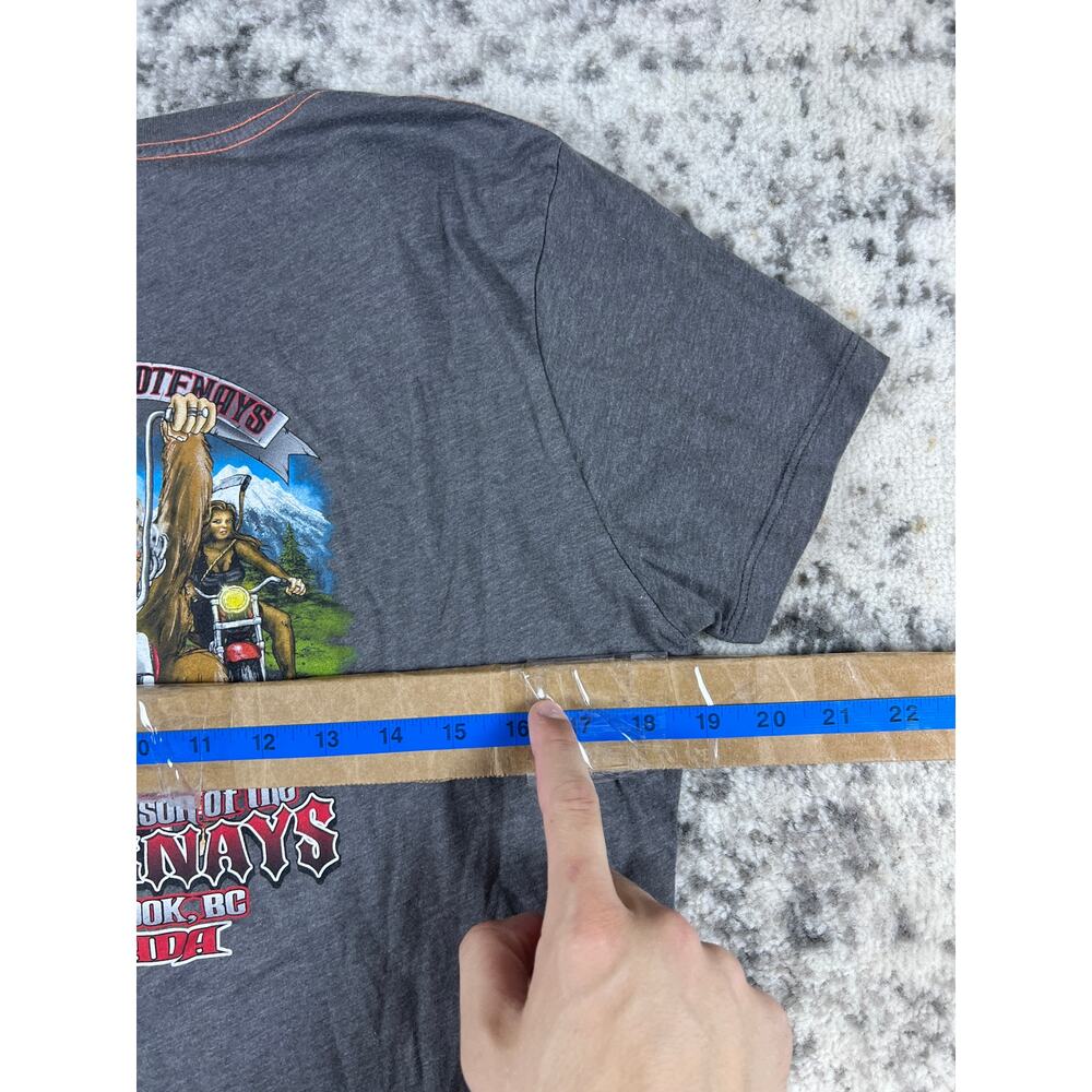 Harley Davidson T-Shirt Womens XL Gray Bigfoot Sasquatch Cranbrook BC Biker Tee - Picture 5 of 7